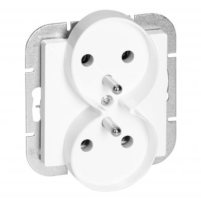 Gniazdo podwójne podtynkowe 2x2P+Z Pearl, 16A, 250V, PT-6 PR, biały (OR-OE-7706/W)