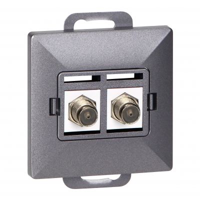 Gniazdo podw. typu F Pearl, TV/F-F1/P2, antracyt (OR-OE-7714/2/A)