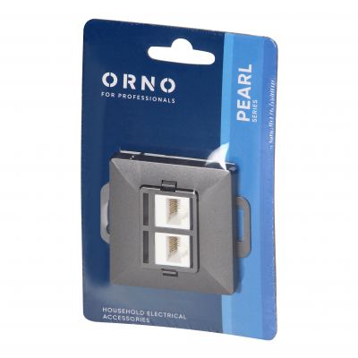 Gniazdo 2xRJ45 Cat5 Pearl, RJ45-5CAT/P2, antracyt (OR-OE-7715/2/A)
