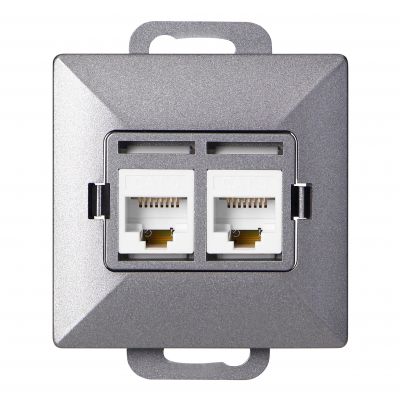 Gniazdo 2xRJ45 Cat5 Pearl, RJ45-5CAT/P2, antracyt (OR-OE-7715/2/A)