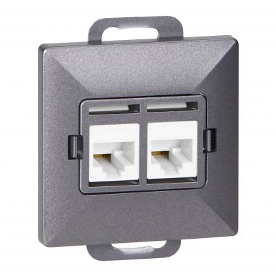 Gniazdo 2xRJ45 Cat5 Pearl, RJ45-5CAT/P2, antracyt (OR-OE-7715/2/A)