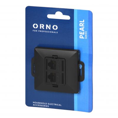 Gniazdo 2xRJ45 Cat5 Pearl, RJ45-5CAT/P2, czarny (OR-OE-7715/2/B)