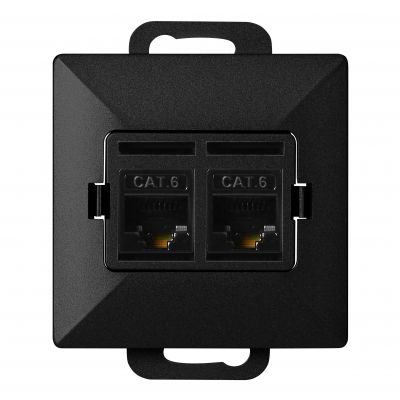 Gniazdo 2xRJ45 Cat5 Pearl, RJ45-5CAT/P2, czarny (OR-OE-7715/2/B)