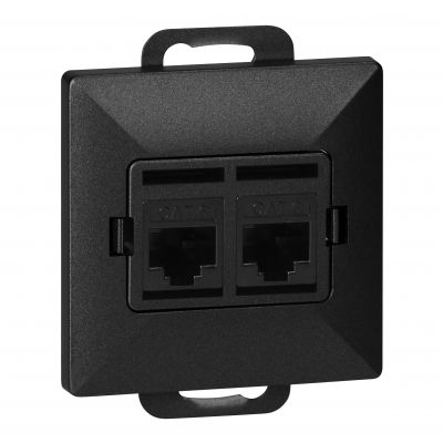 Gniazdo 2xRJ45 Cat5 Pearl, RJ45-5CAT/P2, czarny (OR-OE-7715/2/B)