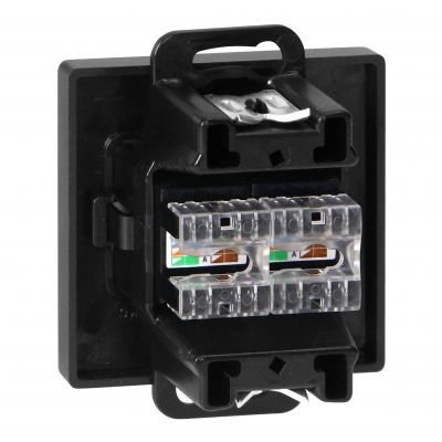 Gniazdo 2xRJ45 Cat5 Pearl, RJ45-5CAT/P2, czarny (OR-OE-7715/2/B)