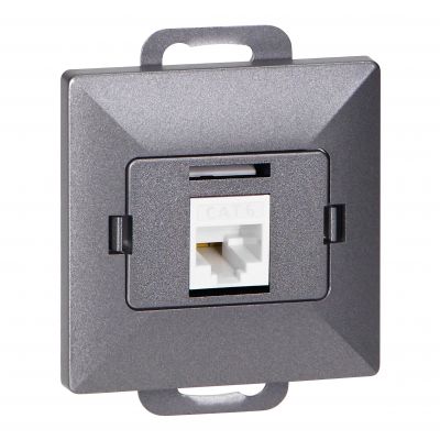 Gniazdo 1xRJ45 Cat5 Pearl, RJ45-5CAT/P1, antracyt (OR-OE-7715/A)