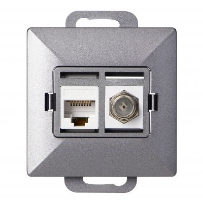 Gniazdo pojed. typu F + Gniazdo 1xRJ45 Cat6 Pearl, TV/F+RJ45/P, antracyt (OR-OE-7718/A)