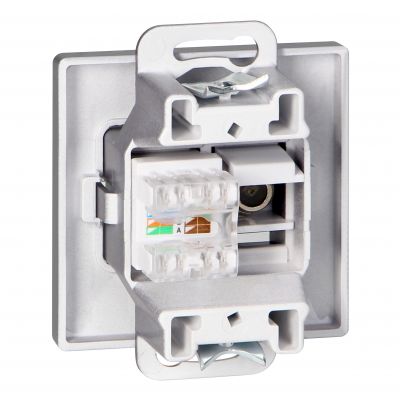 Gniazdo pojed. typu F + Gniazdo 1xRJ45 Cat6 Pearl, TV/F+RJ45/P, antracyt (OR-OE-7718/A)