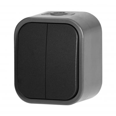 Łącznik natynkowy świecznikowy B2, 10A, 250V, IP54, WNT-2B2, szary/czarny (OR-OE-7801/GB)