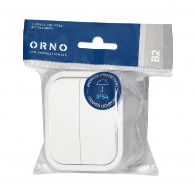 Łącznik natynkowy świecznikowy B2, 10A, 250V, IP54, WNT-2B2, biały (OR-OE-7801/W)