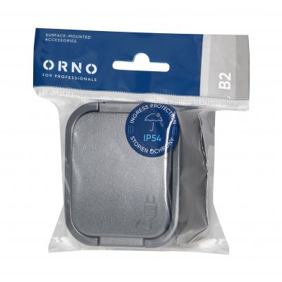 Gniazdo pojedyncze natynkowe 2P+Z, bryzgoszczelne z klapką B2, IP54, NT-16B2, szary (OR-OE-7805/G)