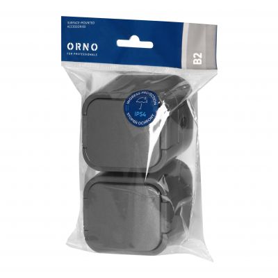 Gniazdo podwójne natynkowe 2P+Z, Schuko, bryzgoszczelne z klapką B2, IP54, NT-7B2, szary (OR-OE-7806(GS)/G)