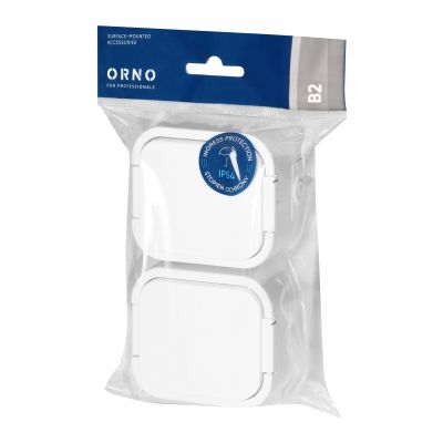 Gniazdo podwójne natynkowe 2P+Z, Schuko, bryzgoszczelne z klapką B2, IP54, NT-7B2, biały (OR-OE-7806(GS)/W)