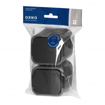 Gniazdo podwójne natynkowe 2x2P+Z, bryzgoszczelne z klapką B2, IP54, NT-6B2, szary/czarny (OR-OE-7806/GB)