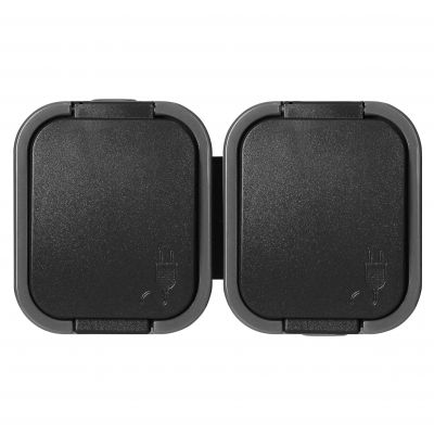 Gniazdo podwójne natynkowe 2x2P+Z, bryzgoszczelne z klapką B2, IP54, NT-6B2, szary/czarny (OR-OE-7806/GB)