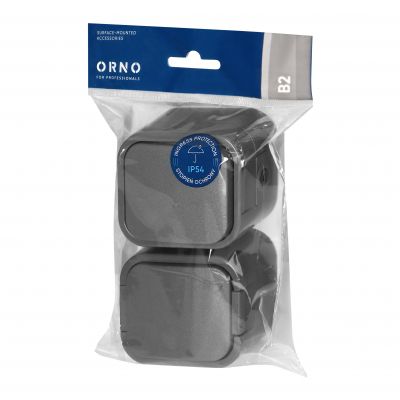 Łącznik natynkowy jednobiegunowy + Gniazdo pojedyncze 2P+Z B2, IP54, GWN-B2, szary (OR-OE-7807/G)