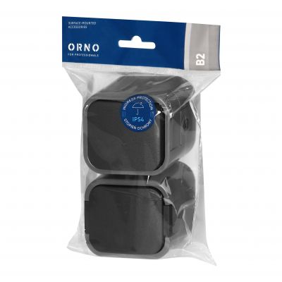 Łącznik natynkowy jednobiegunowy + Gniazdo pojedyncze 2P+Z B2, IP54, GWN-B2, szary/czarny (OR-OE-7807/GB)