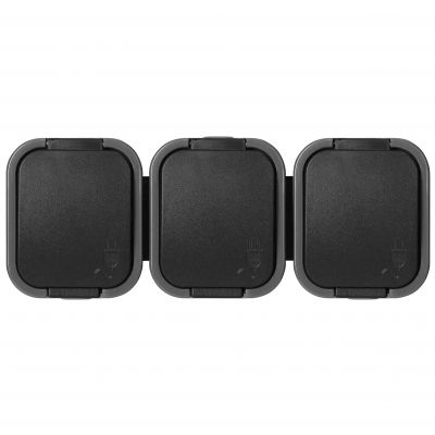 Gniazdo potrójne natynkowe 3x2P+Z, bryzgoszczelne z klapką B2, IP54, NT-316 B2, szary/czarny (OR-OE-7809/GB)