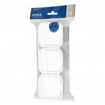 Gniazdo potrójne natynkowe 3x2P+Z, bryzgoszczelne z klapką B2, IP54, NT-316 B2, biały (OR-OE-7809/W)