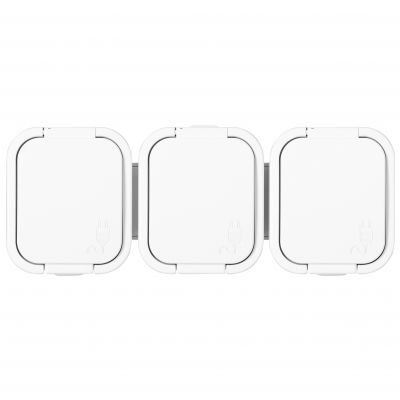 Gniazdo potrójne natynkowe 3x2P+Z, bryzgoszczelne z klapką B2, IP54, NT-316 B2, biały (OR-OE-7809/W)