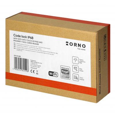 Zamek szyfrowy dotykowy z czytnikiem kart i breloków zbliżeniowych, Wi-Fi, IP68, 1 przekaźnik 3A, Po (OR-ZS-828)