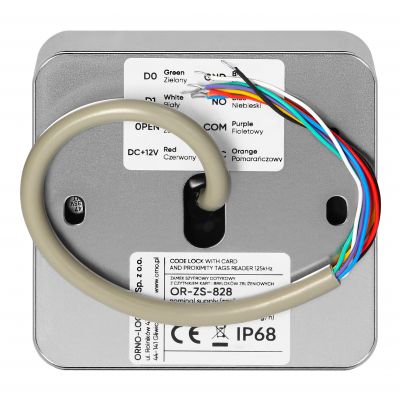 Zamek szyfrowy dotykowy z czytnikiem kart i breloków zbliżeniowych, Wi-Fi, IP68, 1 przekaźnik 3A, Po (OR-ZS-828)