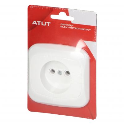 Gniazdo pojedyncze podtynkowe 2p 16A, 250V, ATUT, biały (PT-15A BIAŁY)
