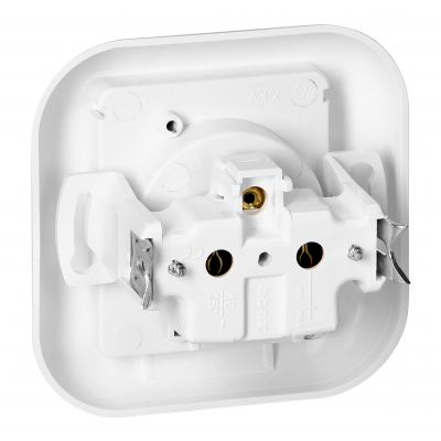 Gniazdo pojedyncze podtynkowe 2p+Z 16A, 250V z klapką w kolorze wyrobu, FAN, biały (PT-16FH BIAŁY)