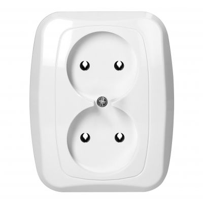 Gniazdo podwójne podtynkowe 2x2p 16A, 250V, ATUT, biały (PT-5A BIAŁY)