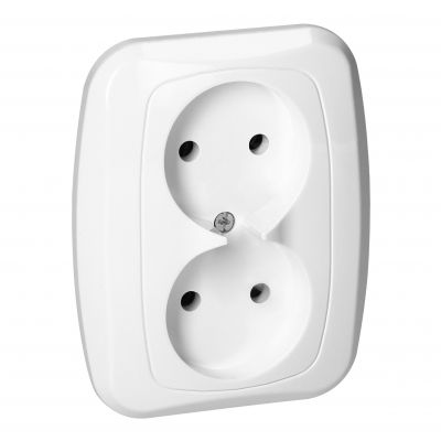 Gniazdo podwójne podtynkowe 2x2p 16A, 250V, ATUT, biały (PT-5A BIAŁY)