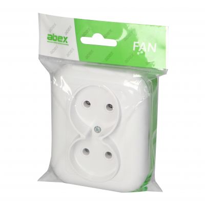 Gniazdo podwójne podtynkowe 2x2p 16A, 250V, FAN, biały (PT-5F BIAŁY)