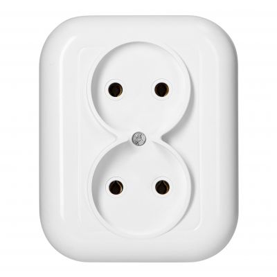 Gniazdo podwójne podtynkowe 2x2p 16A, 250V, FAN, biały (PT-5F BIAŁY)