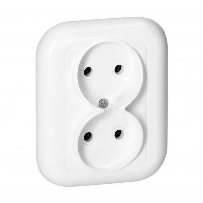 Gniazdo podwójne podtynkowe 2x2p 16A, 250V, FAN, biały (PT-5F BIAŁY)