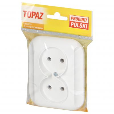 Gniazdo podwójne podtynkowe 2x2p 16A, 250V, TOPAZ, biały (PT-5TB BIAŁY)