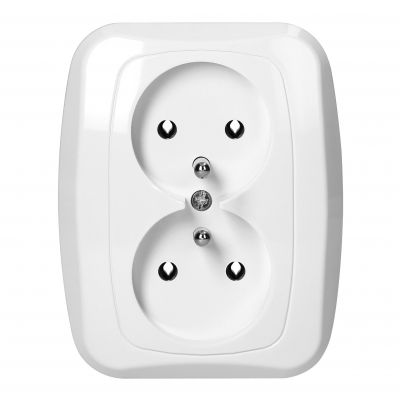 Gniazdo podwójne podtynkowe 2x2p+Z 16A, 250V, ATUT, biały (PT-6A BIAŁY)