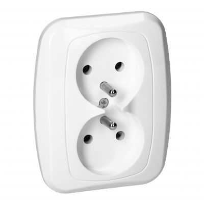 Gniazdo podwójne podtynkowe 2x2p+Z 16A, 250V, ATUT, biały (PT-6A BIAŁY)
