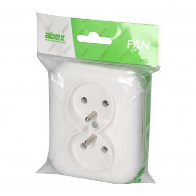 Gniazdo podwójne podtynkowe 2x2p+Z 16A, 250V, FAN, biały (PT-6F BIAŁY)
