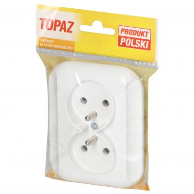 Gniazdo podwójne podtynkowe 2x2p+Z 16A, 250V, TOPAZ, biały (PT-6TBBIAŁY)