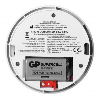 Bateryjny czujnik dymu 1x9V DC SD-3 ORNO (SD-3)