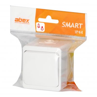 Łącznik zwierny natynkowy 10A, 250V, światło/dzwonek IP44, SMART, biały (WNT-6/7S BIAŁY)