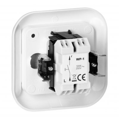 Łącznik podtynkowy 10A, 250V, 1-biegunowy, TOPAZ, biały (WP-1TB BIAŁY)