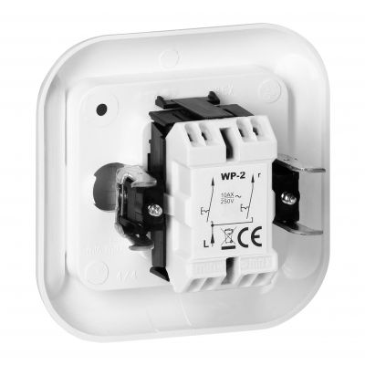 Łącznik podwójny podtynkowy 10A, 250V, świecznikowy, TOPAZ, biały (WP-2 TB BIAŁY)