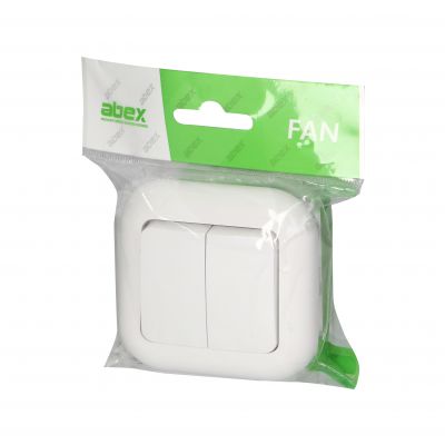 Łącznik podwójny podtynkowy 10A, 250V, świecznikowy, FAN, biały (WP-2F BIAŁY)