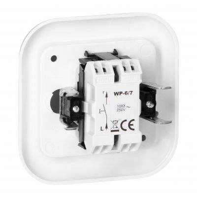 Łącznik podtynkowy 10A, 250V, zwierny światło/dzwonek, FAN, biały (WP-6/7F BIAŁY)