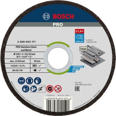 TARCZA TNĄCA INOX 125X22,23X1,0 PR RAPIDO (2608603171)