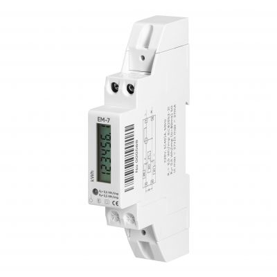 1-fazowy cyfrowy wskaźnik zużycia energii elektrycznej, 40A, 1 moduł, DIN TH-35mm (EM-7)