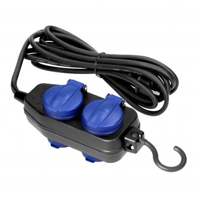 Przedłużacz warsztatowy bryzgoszczelny IP44, 4 gniazda (2+2) 2P+Z IP44, schuko, przewód gumowy, H05R (OR-AE-13299(GS)/10M)