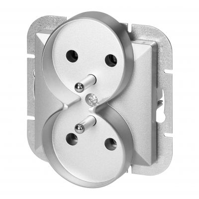Gniazdo podwójne podtynkowe 2x2P+Z Pearl, 16A, 250V, PT-6 PR, srebrny (OR-OE-7706/G)