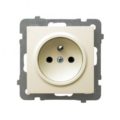 AS Gniazdo pojedyncze z uziemieniem kolor ecru GP-1GZ/m/27 OSPEL (GP-1GZ/m/27)