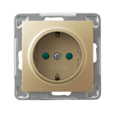 IMPRESJA Gniazdo pojedyncze z uziemieniem schuko z przesłonami torów prądowych kolor złoty metalik GP-1YSP/m/28 OSPEL (GP-1YSP/m/28)